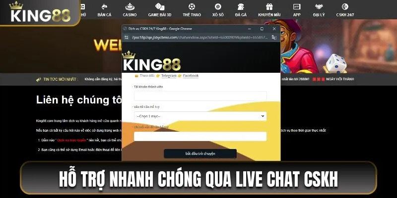 Hỗ trợ nhanh chóng và miễn phí qua Live chat CSKH